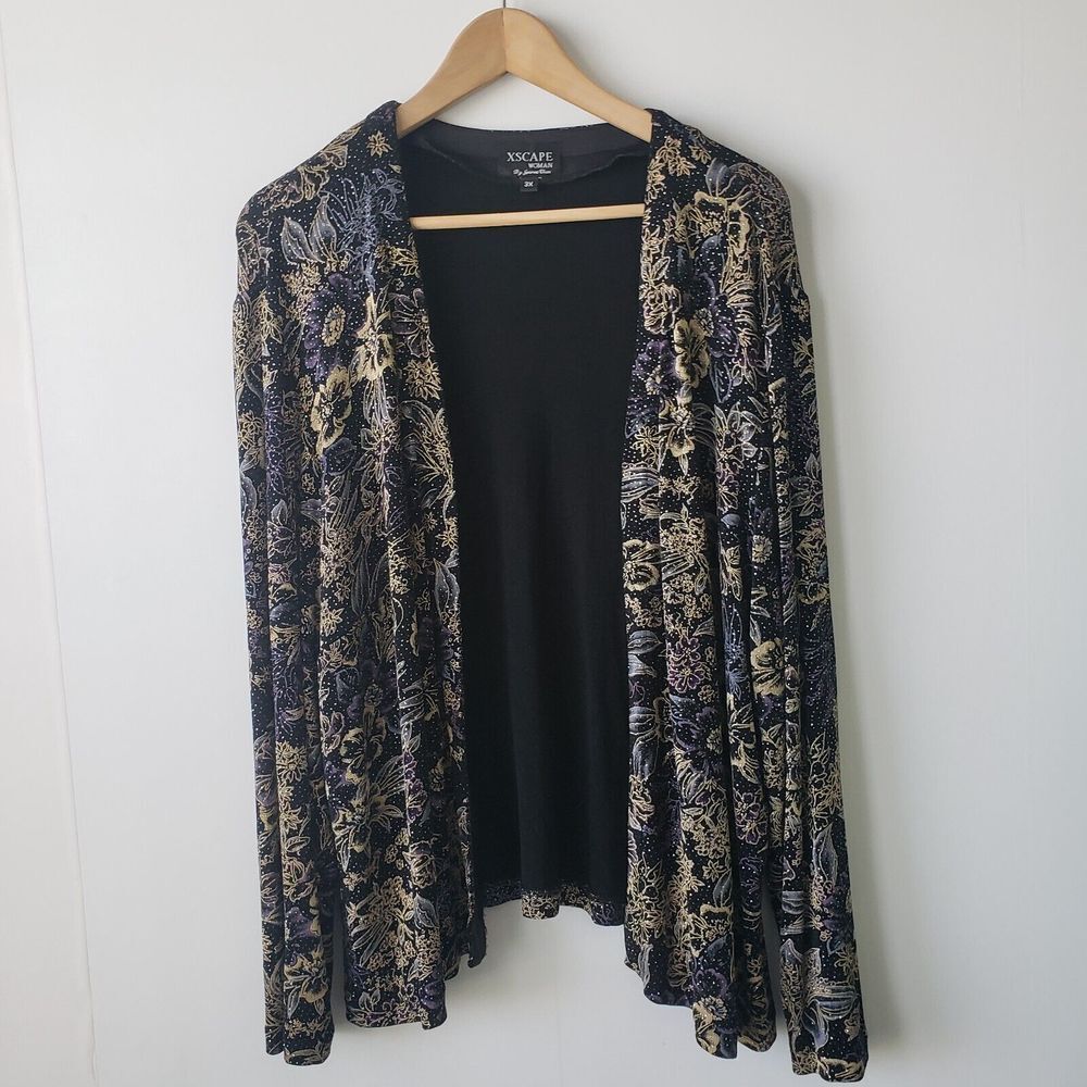 Xscape women's embellished long sleeve open top size 3x‎